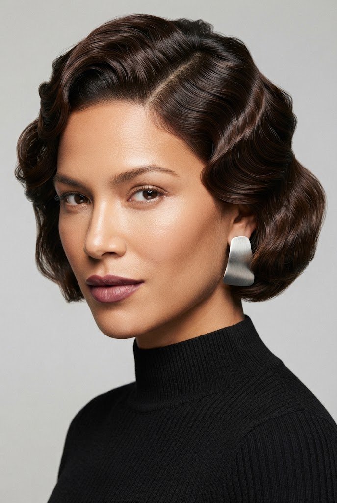 The Voluminous Finger-Wave Bob — 80s hairstyles for short hair style outfit