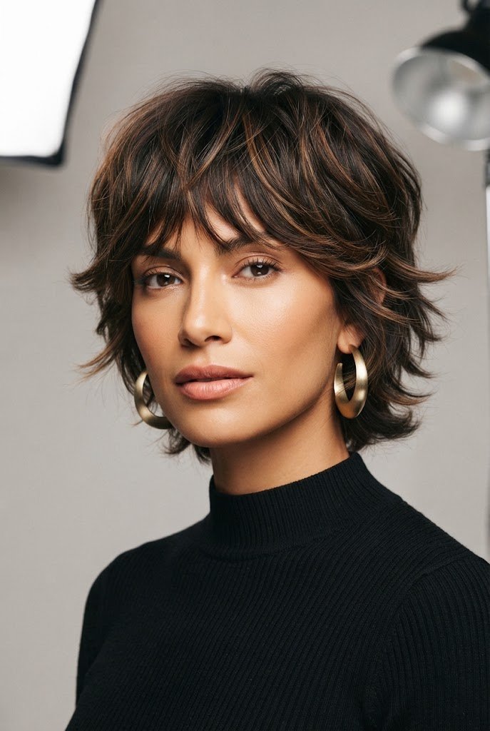 Feathered Bangs Shag — 80s hairstyles for short hair style outfit