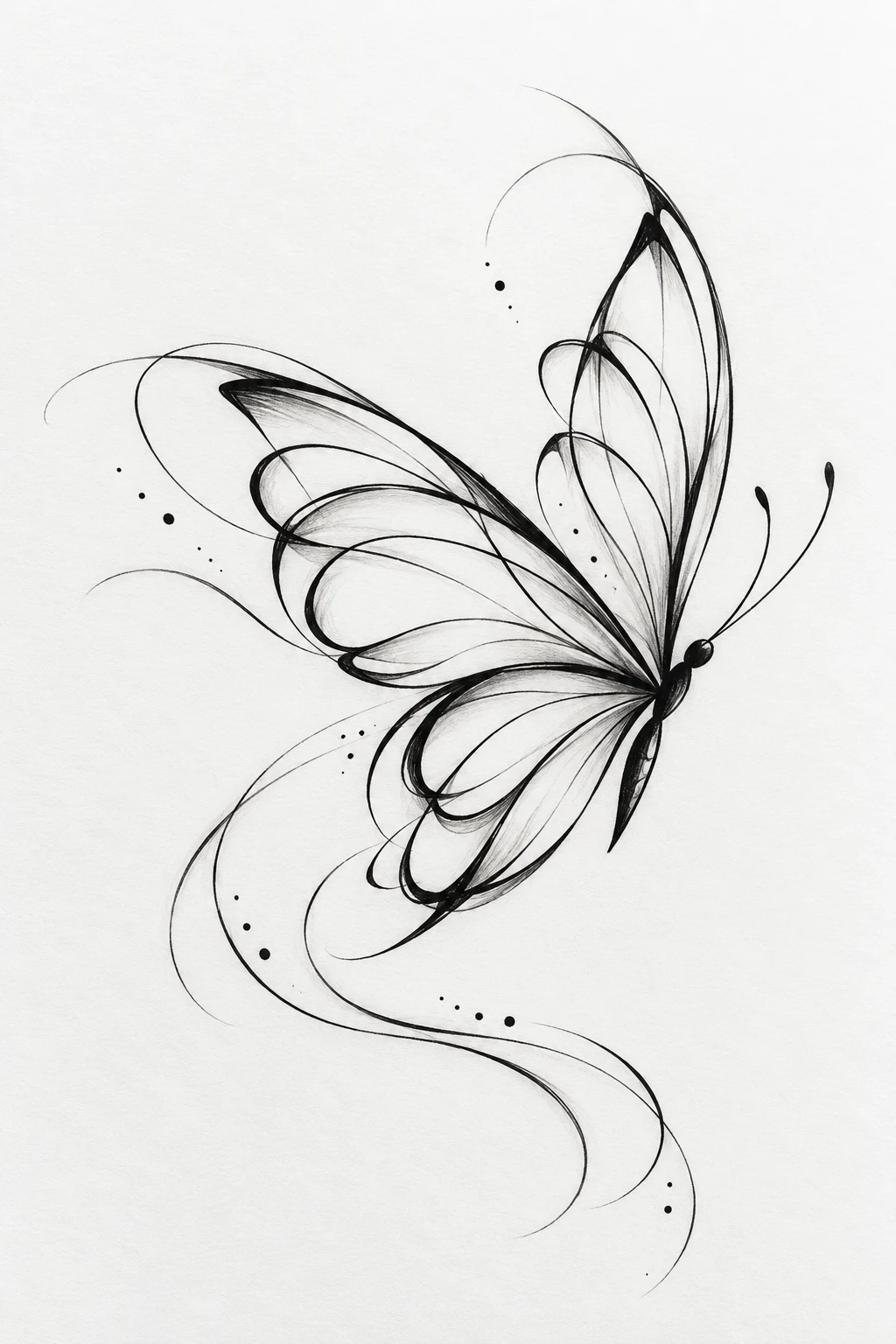 Abstract Line Butterfly Tattoo With Motion — abstract butterfly tattoo style outfit