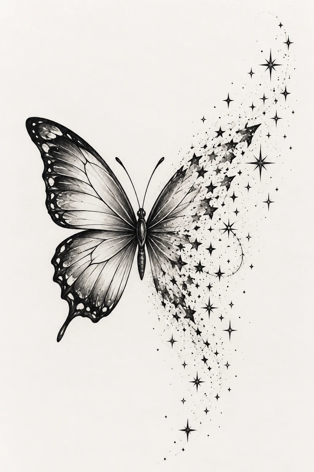 Butterfly Dissolving Into Stars — abstract butterfly tattoo style outfit