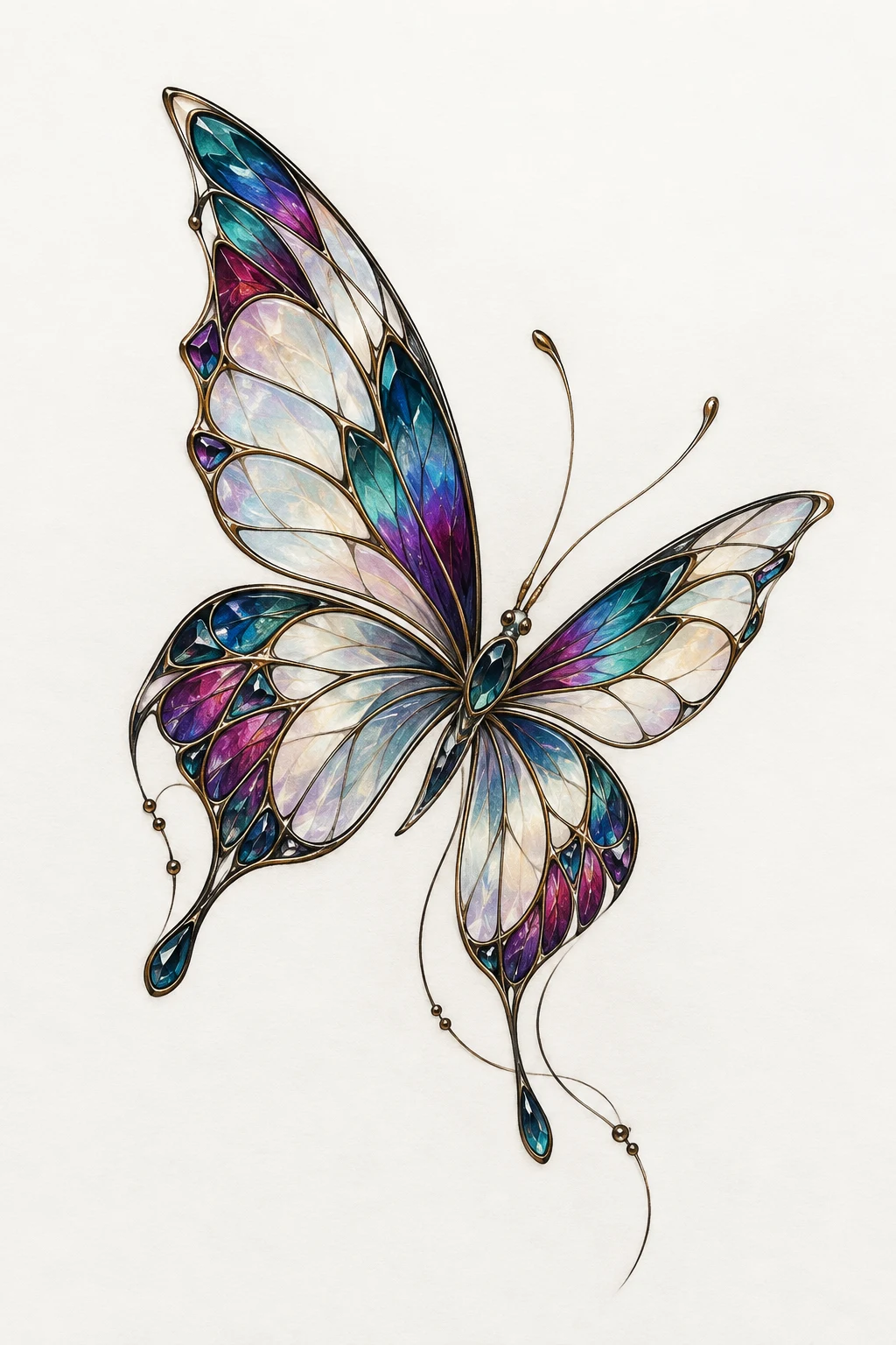 Jewel-Tone Glasswing — abstract butterfly tattoo style outfit