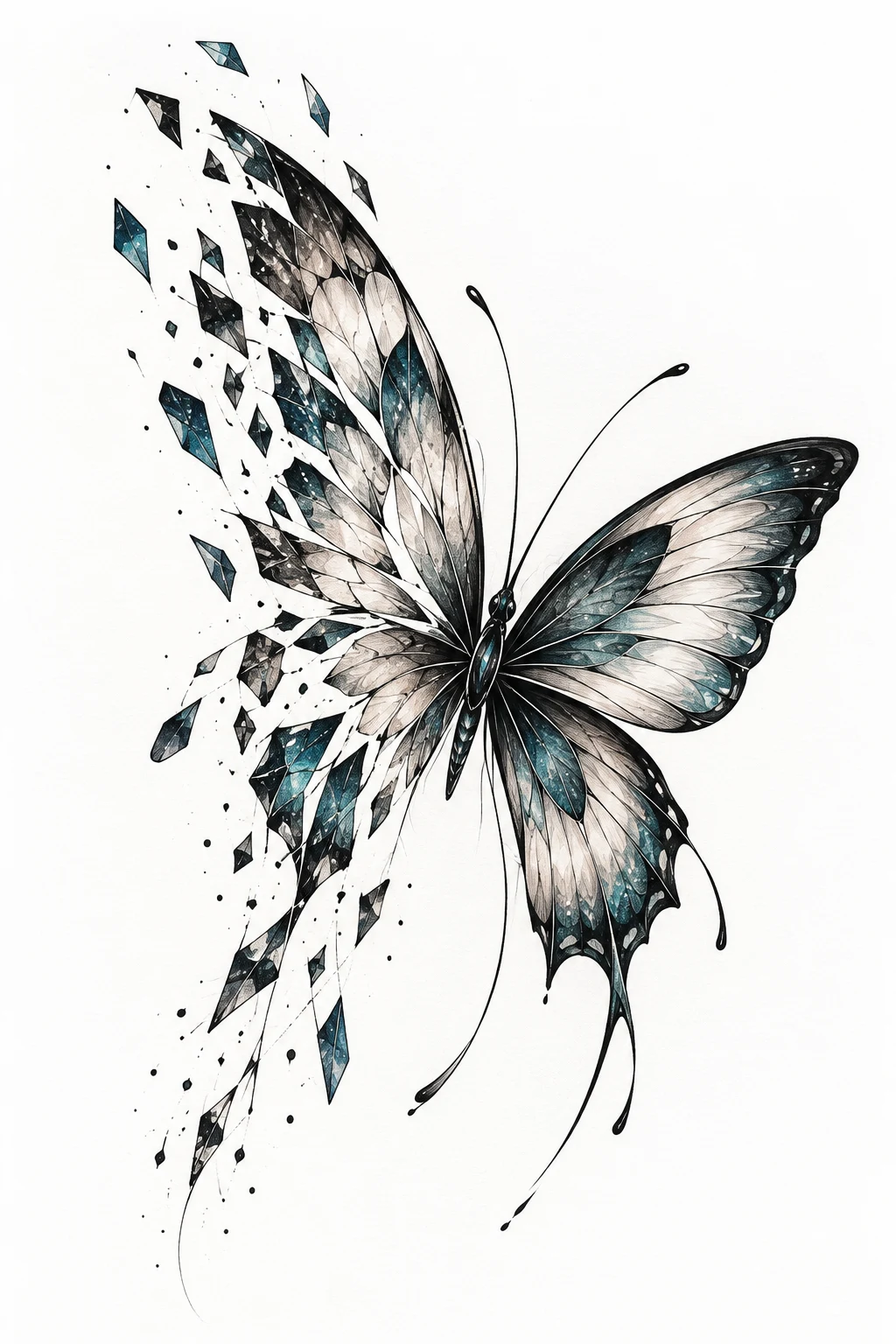 Floating Fragment Butterfly — abstract butterfly tattoo style outfit