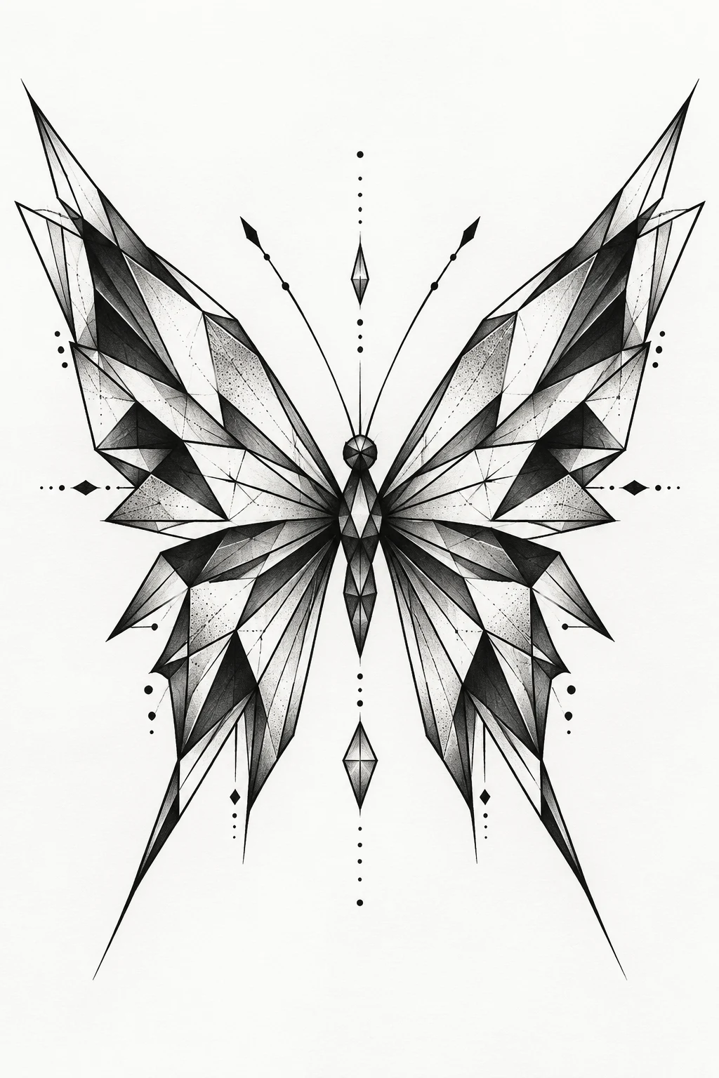 Geometric Butterfly With Sharp Angles — abstract butterfly tattoo style outfit