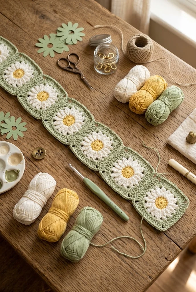 Cottagecore Daisy Chain Mini Shoulder Bag — aesthetic crochet bag style outfit