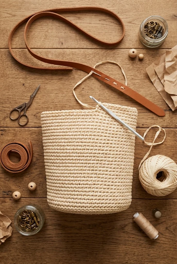 Minimalist Cream Raffia Straw Bucket Bag — aesthetic crochet bag style outfit