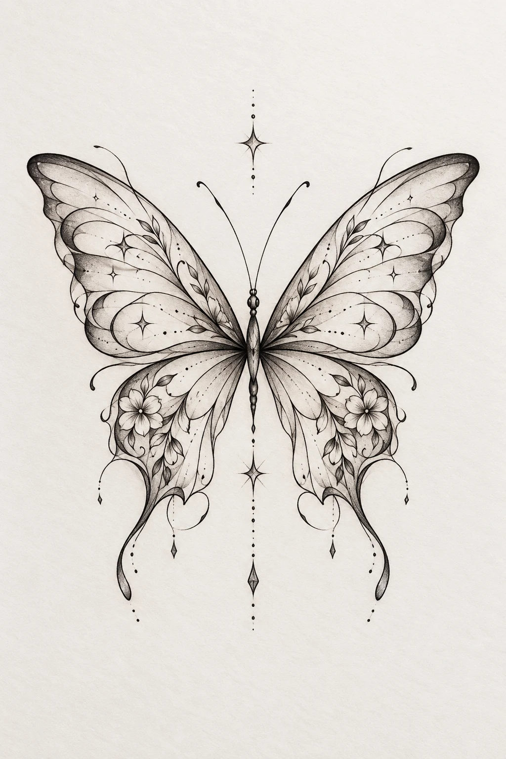 Elegant Butterfly With a Hidden Date — ariana grande butterfly tattoo style outfit