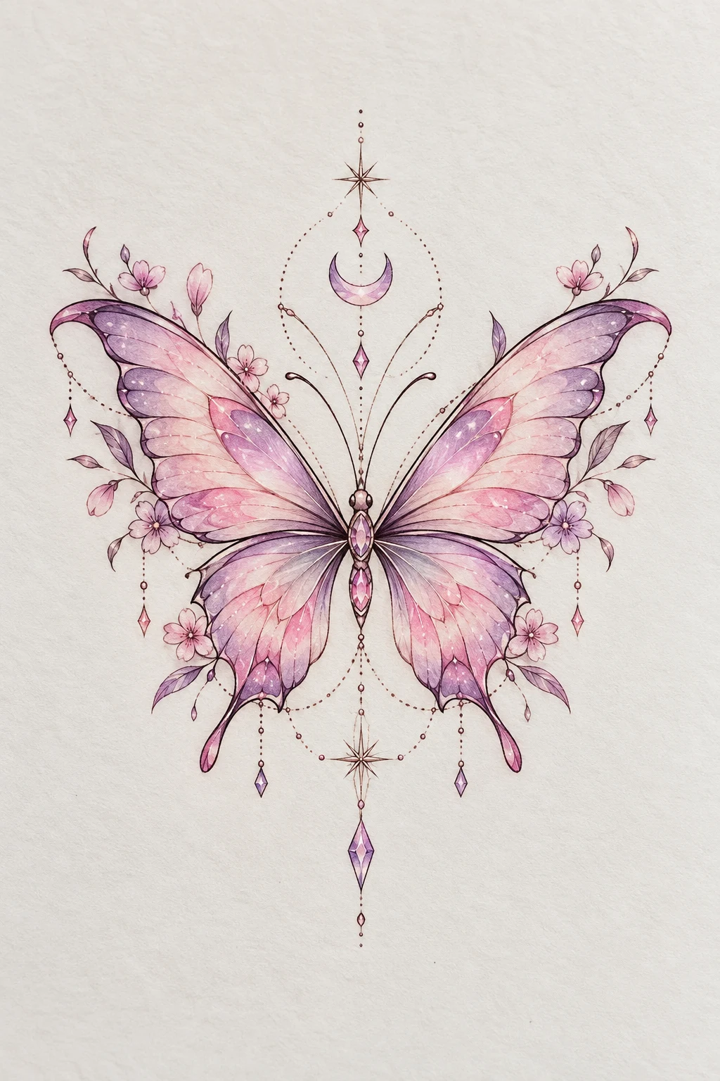 Pink and Lavender Butterfly Tattoo — ariana grande butterfly tattoo style outfit