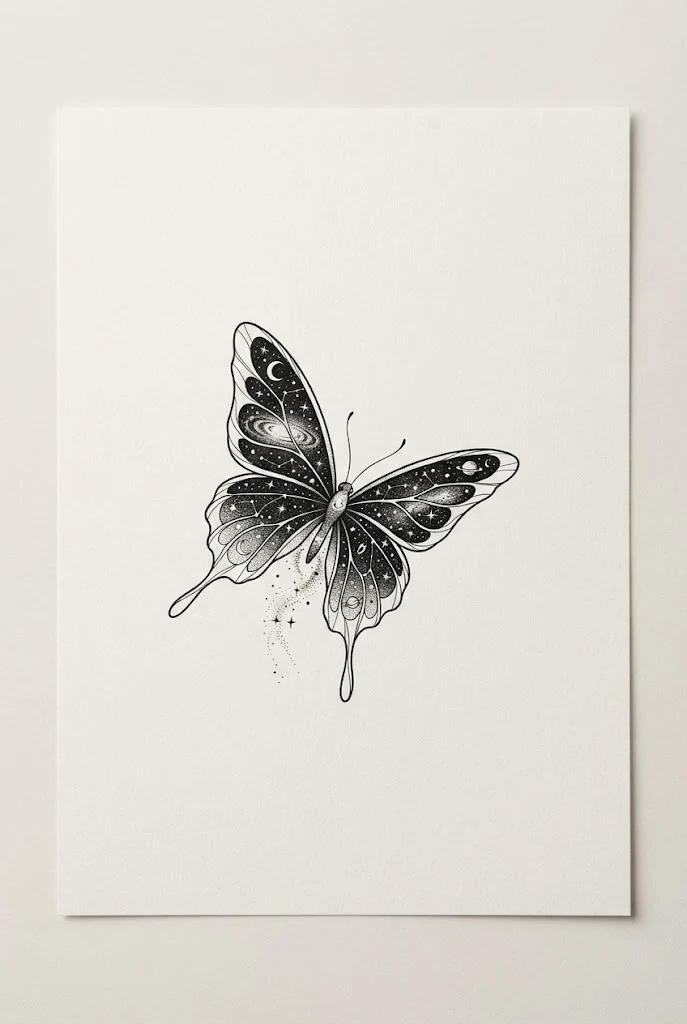 Celestial Starry-Winged Butterfly — arm butterfly tattoo style outfit