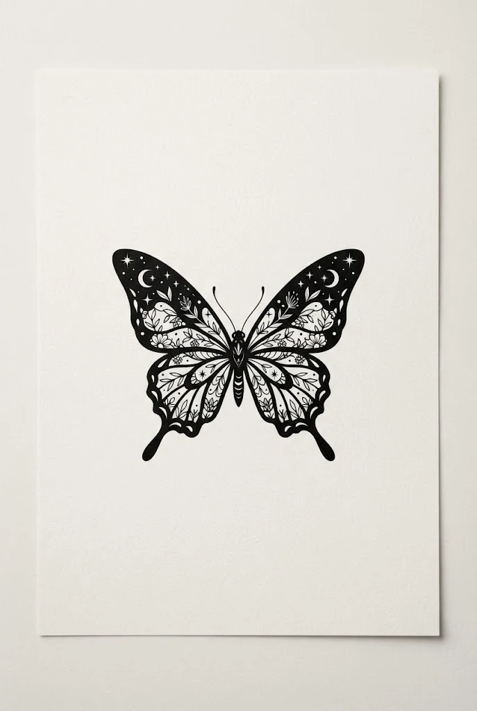 High-Contrast Negative Space Butterfly — arm butterfly tattoo style outfit