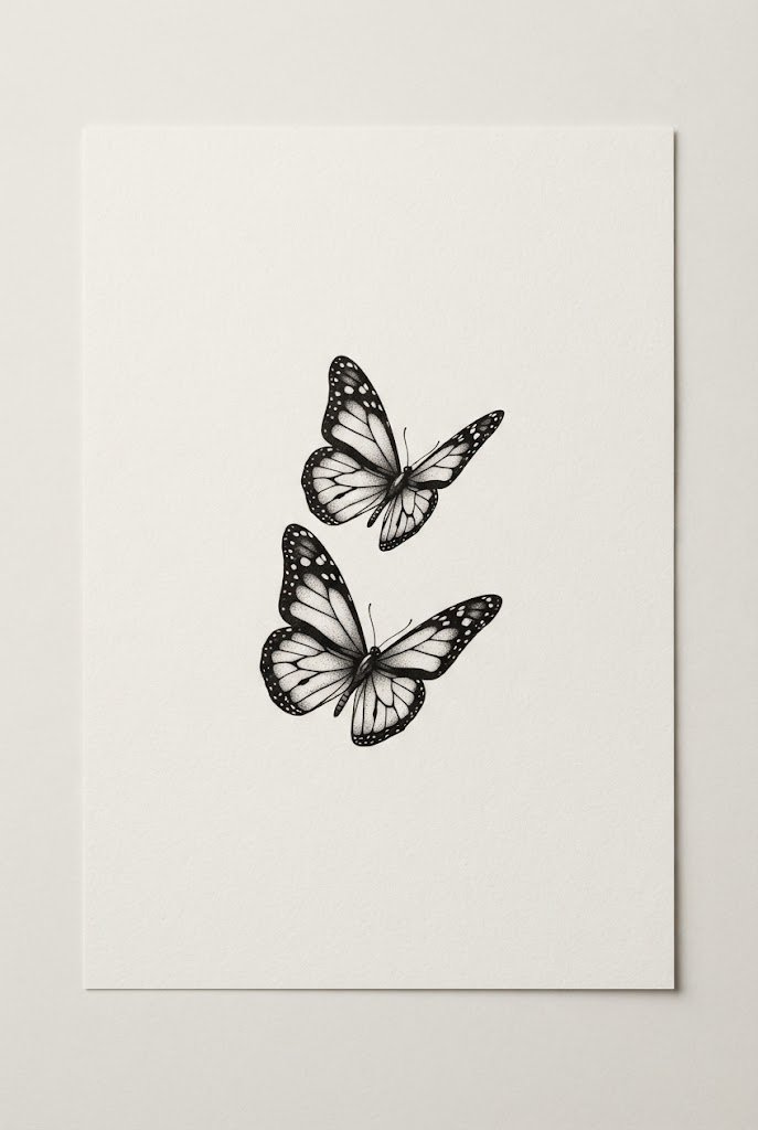Dual Monarch Butterflies in Flight — arm butterfly tattoo style outfit