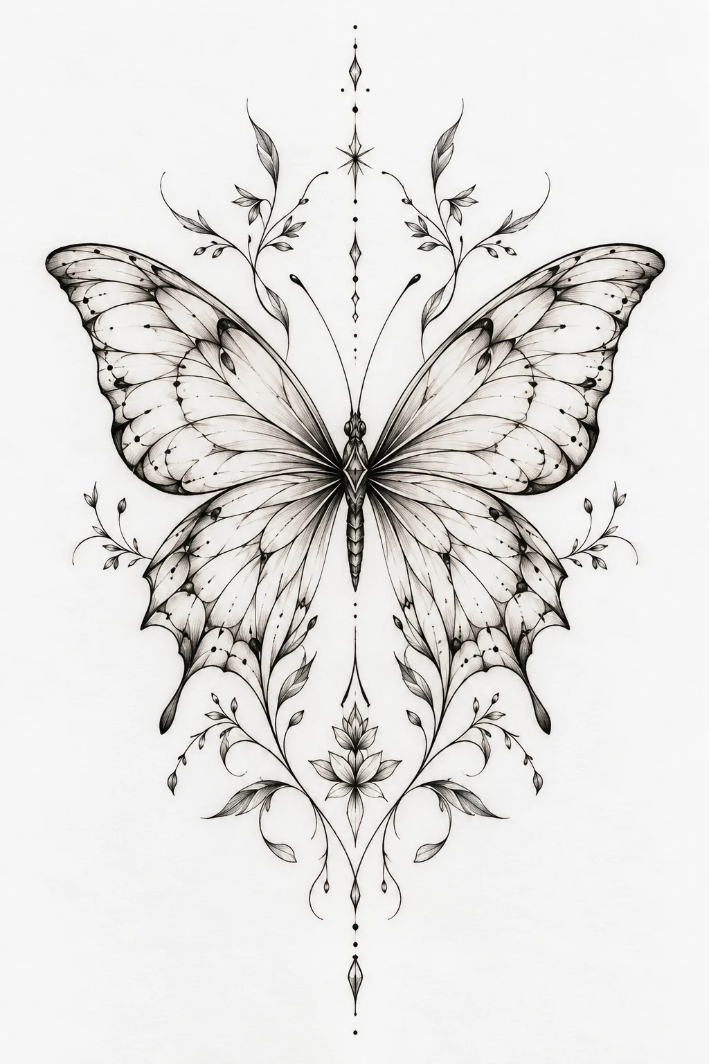 Delicate Fine-Line Back Tattoo Women Butterfly — back tattoo women butterfly style outfit