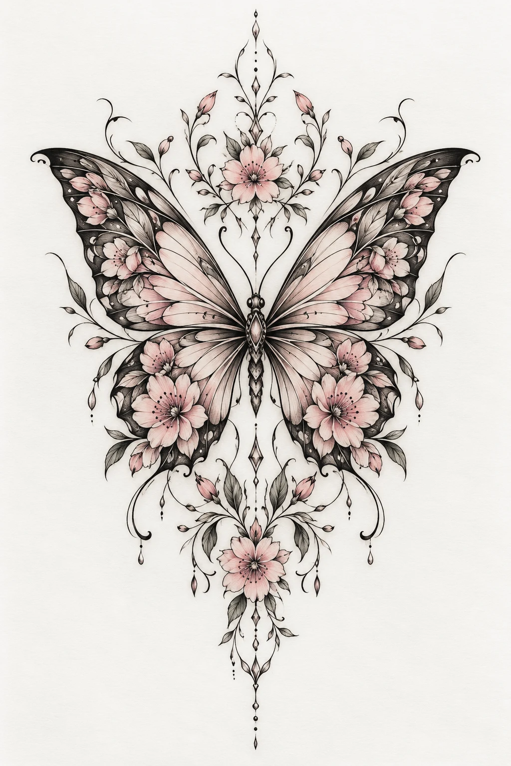 Floral Butterfly Back Tattoo Women Design — back tattoo women butterfly style outfit