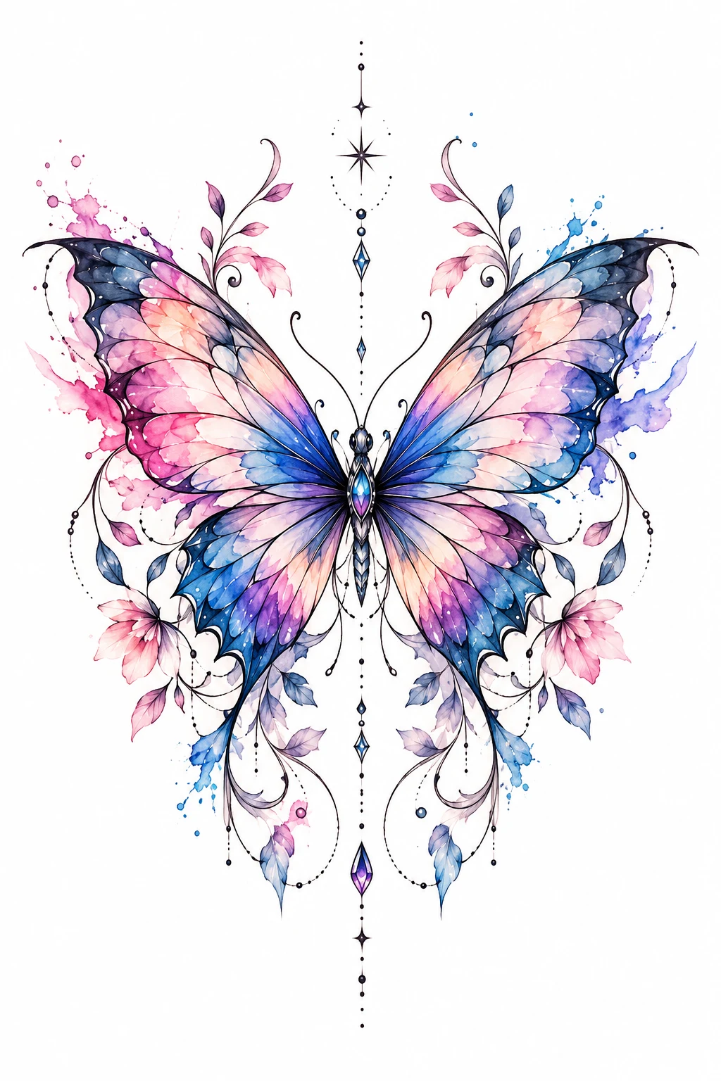 Watercolor Butterfly Back Tattoo Women Style — back tattoo women butterfly style outfit