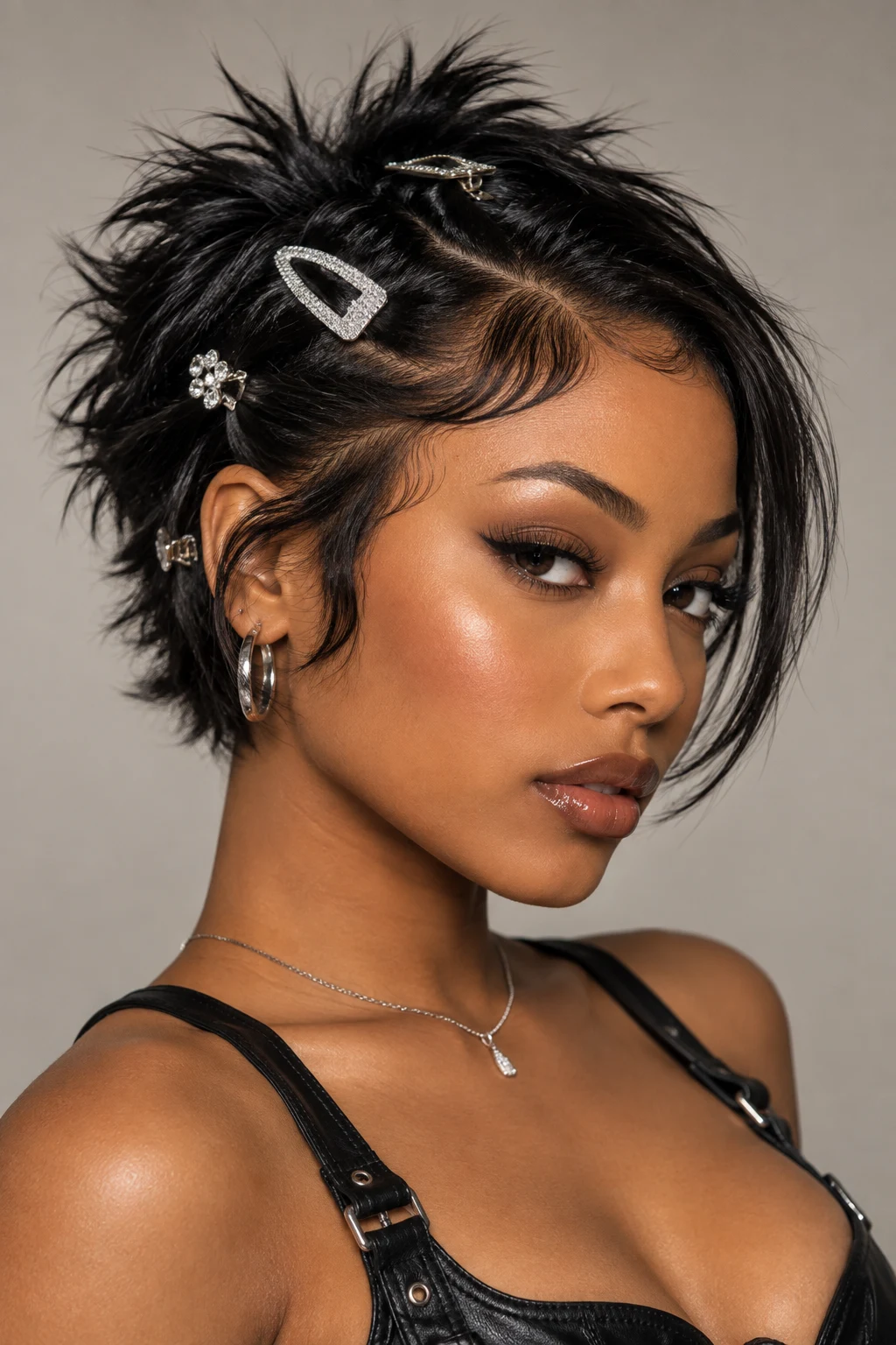 Y2K Mini Clips and Spiky Texture — baddie hairstyles short hair style outfit