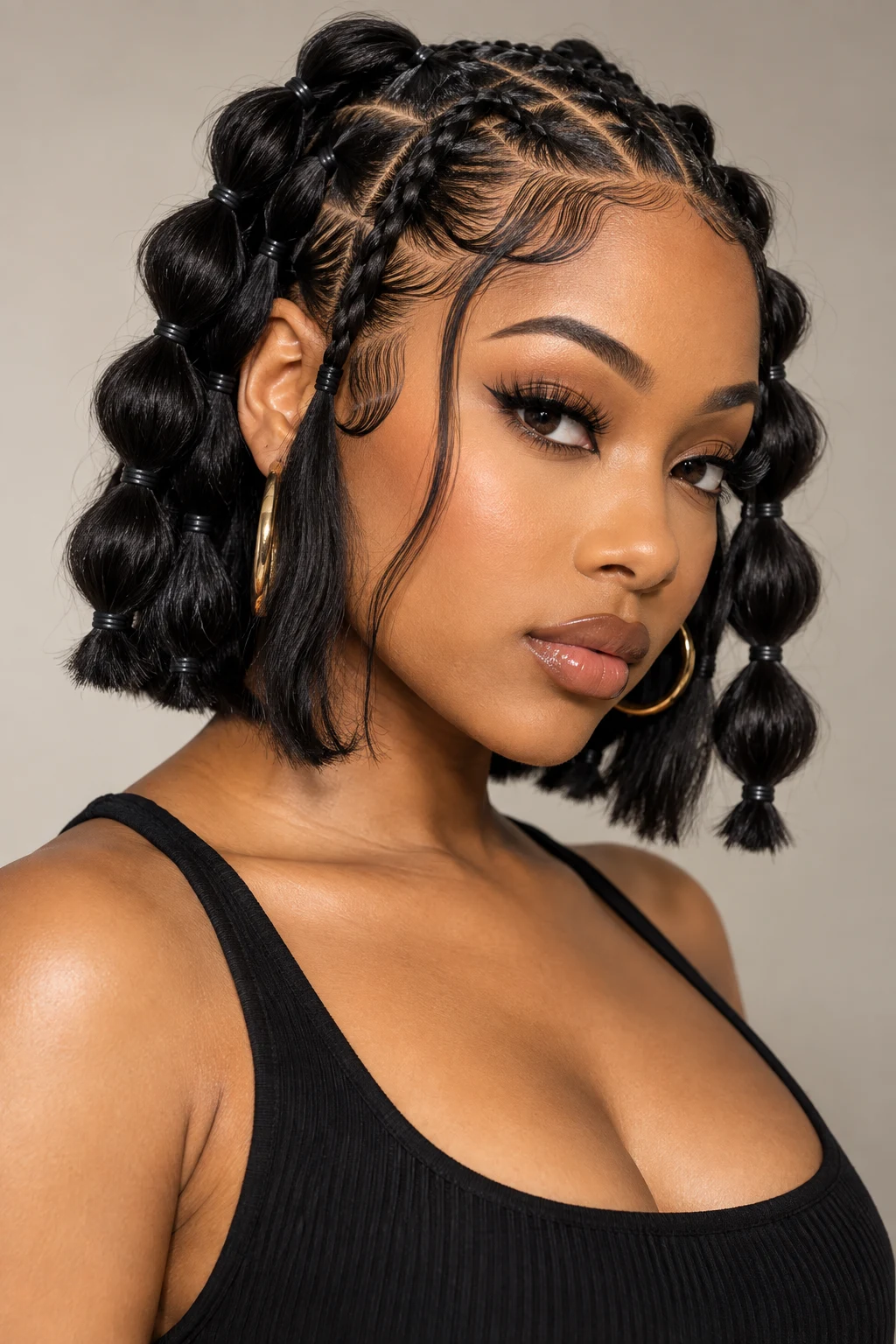 Bubble Braid Bob — baddie hairstyles short hair style outfit