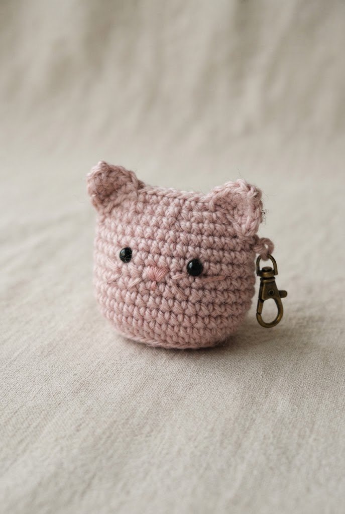 Kawaii Cat Face Purse — bag keychain crochet style outfit