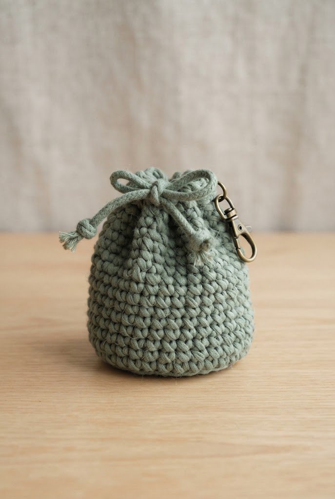 Chunky Cord Drawstring Pouch — bag keychain crochet style outfit
