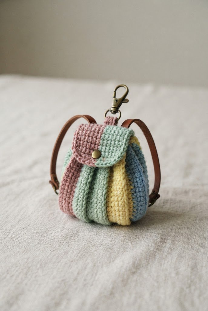 Pastel Pleated Backpack — bag keychain crochet style outfit