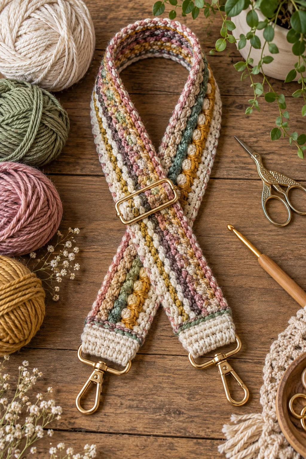 Mixed-Yarn Designer Strap — bag strap crochet style outfit