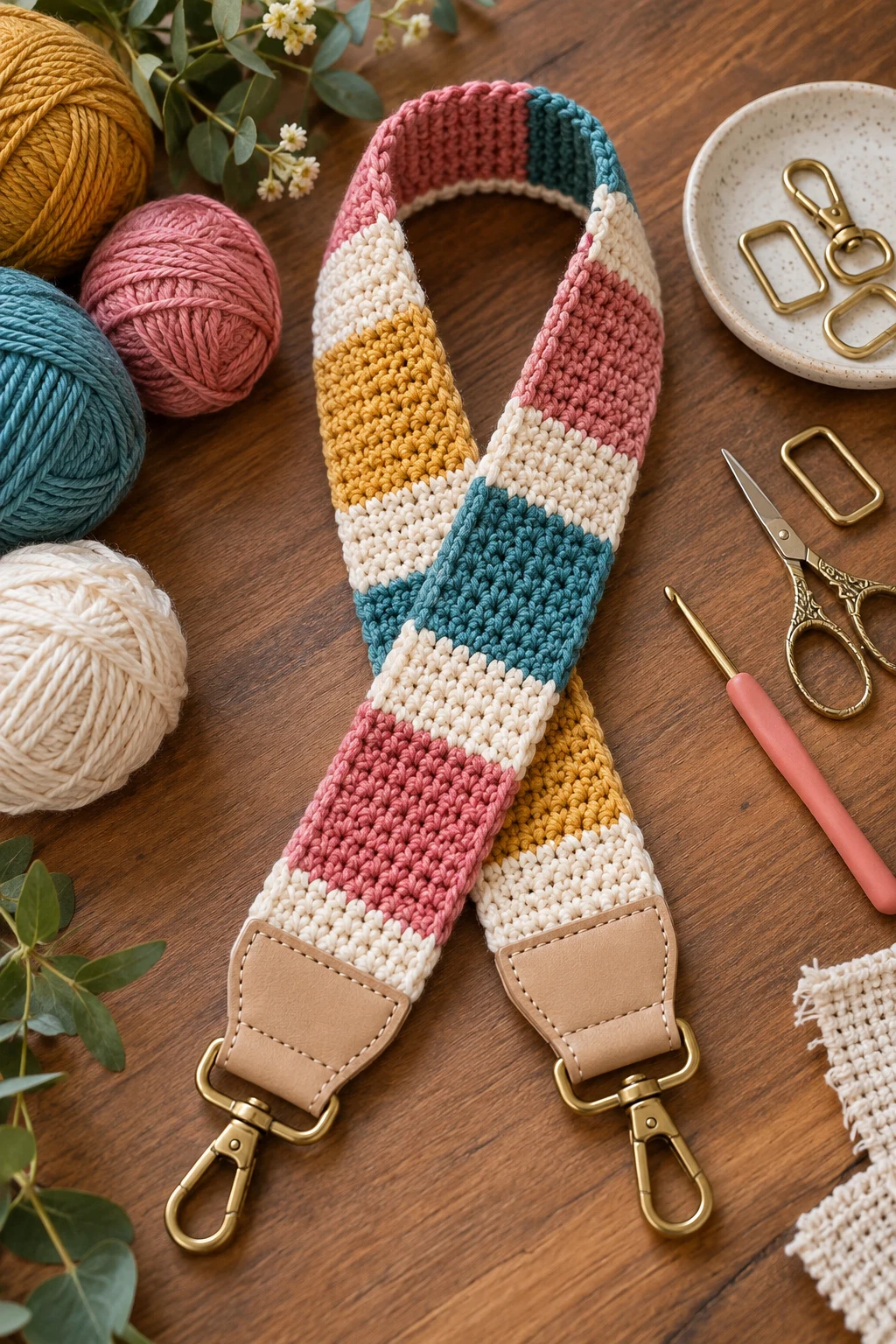 Color-Block Statement Strap — bag strap crochet style outfit