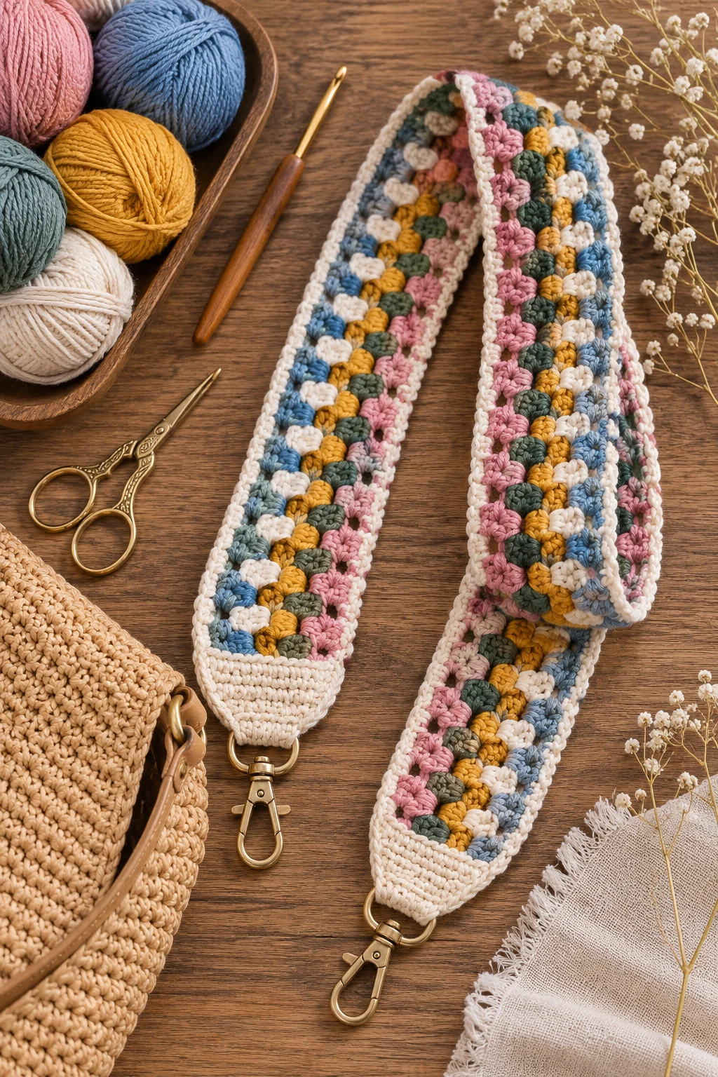 Granny Stripe Handbag Strap — bag strap crochet style outfit
