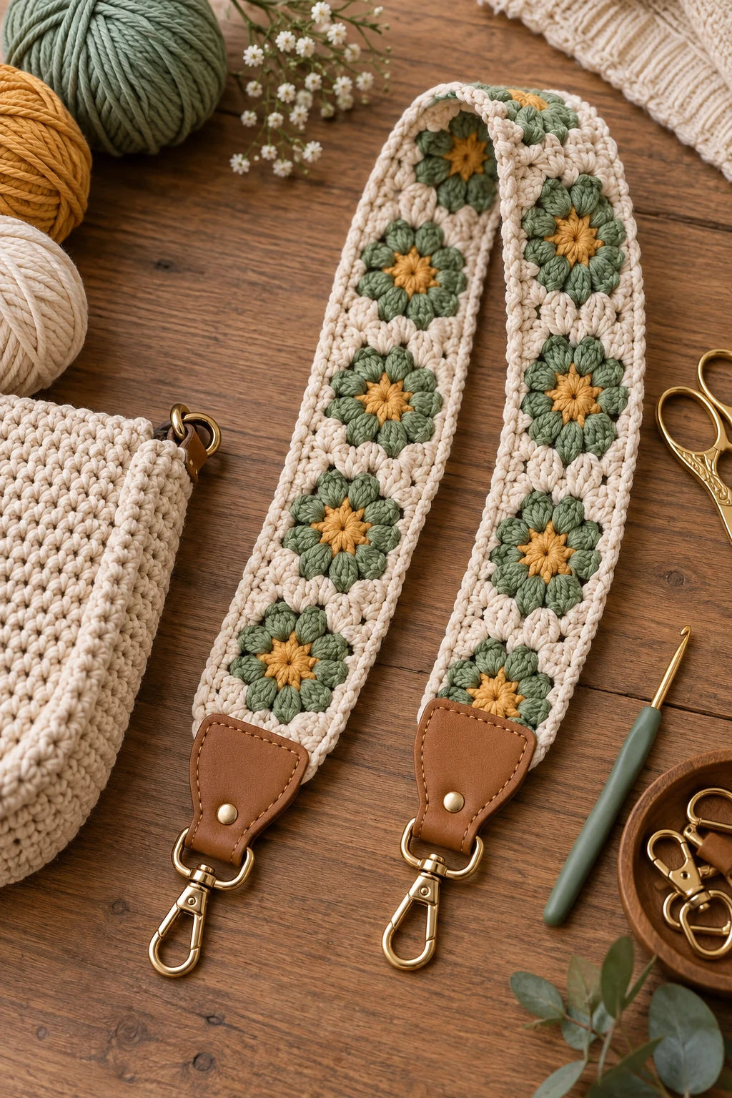 Free-Pattern Inspired Removable Strap — bag strap crochet style outfit