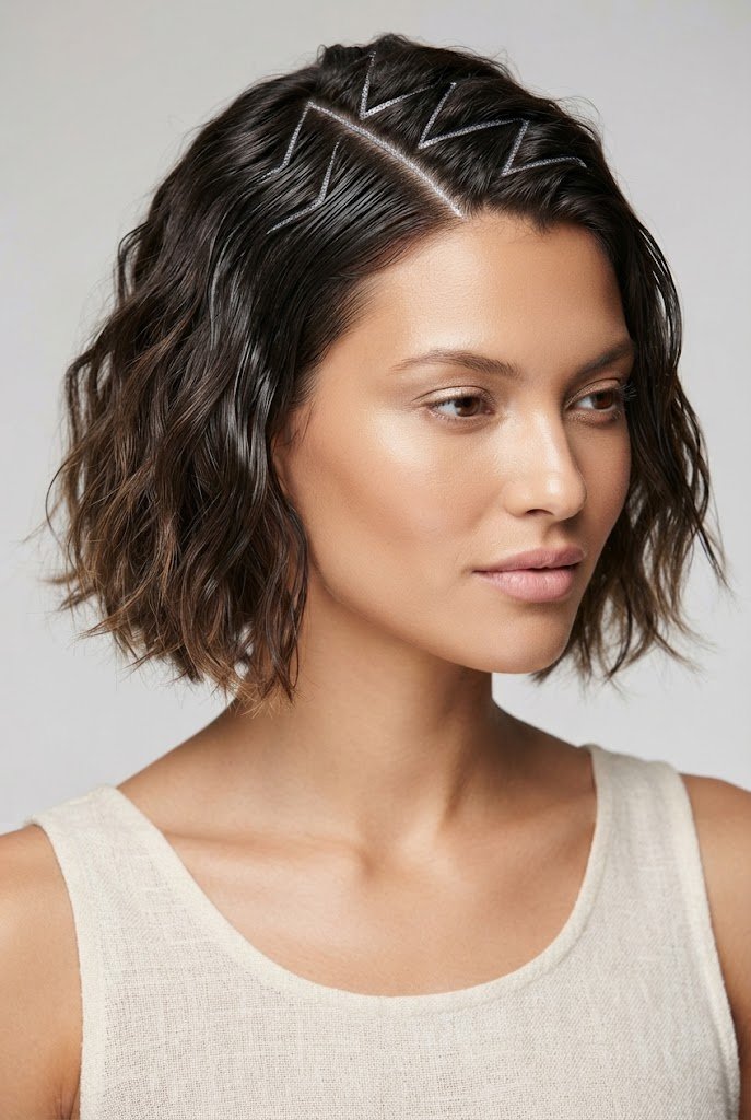 Zig-Zag Parting Surge — beach hairstyles for short hair easy style outfit