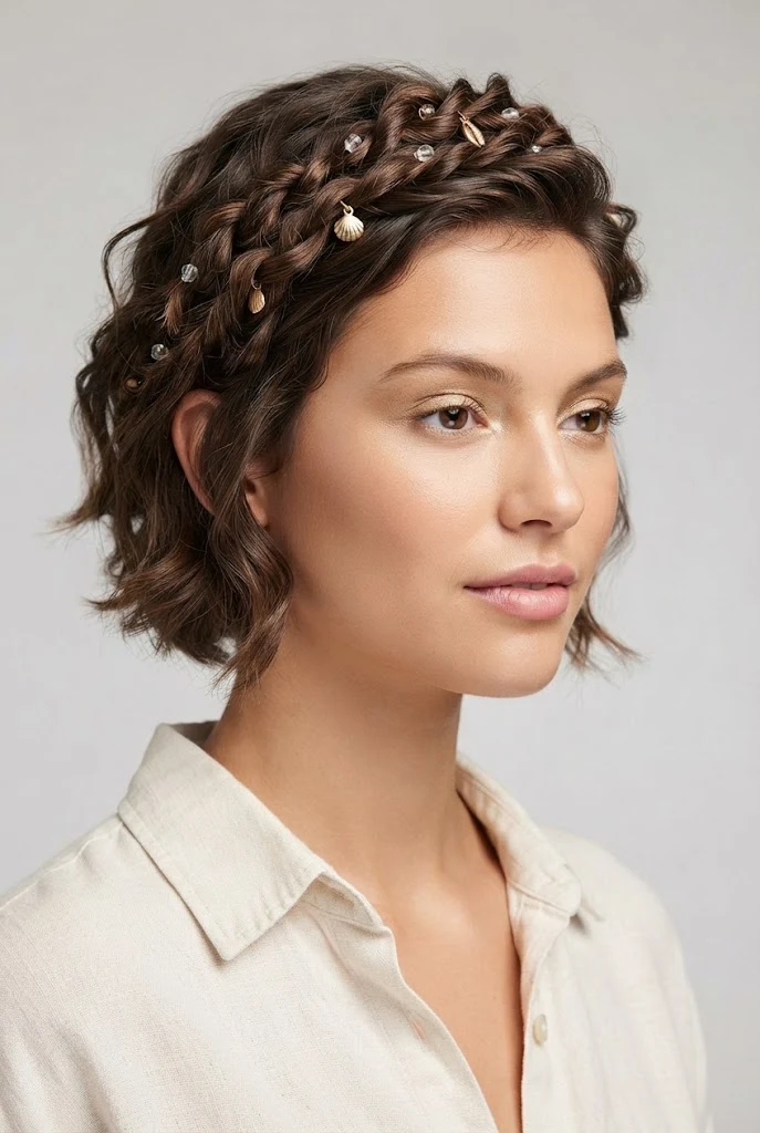 Twisted Coastal Crown — beach hairstyles for short hair easy style outfit