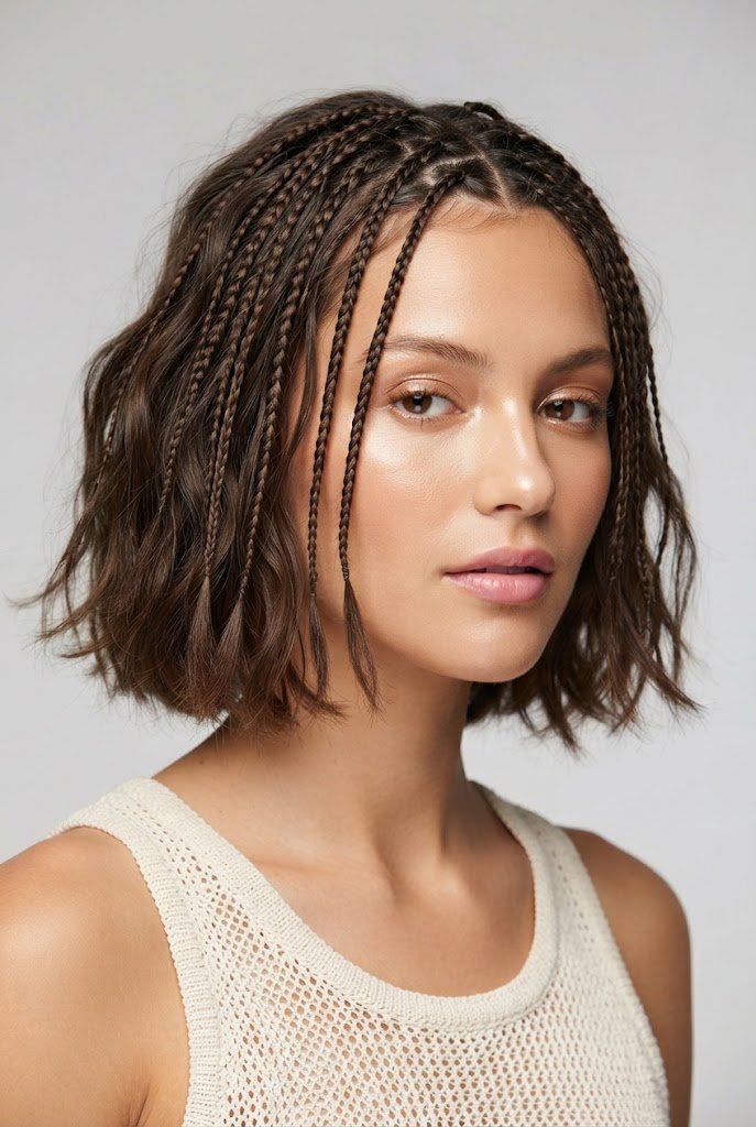 Mini Mermaid Micro-Braids — beach hairstyles for short hair easy style outfit