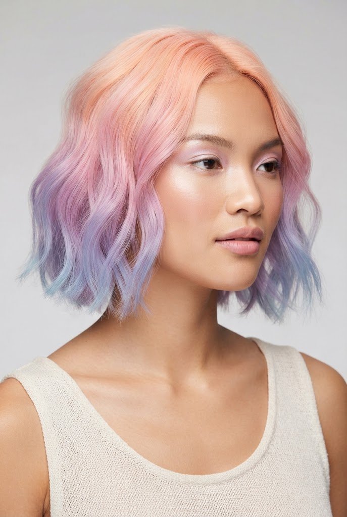Pastel Sunset Color Melt — beach hairstyles for short hair easy style outfit