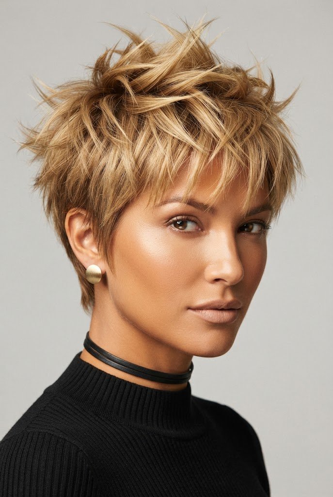 Tousled Golden Spikes — beach hairstyles for short hair style outfit