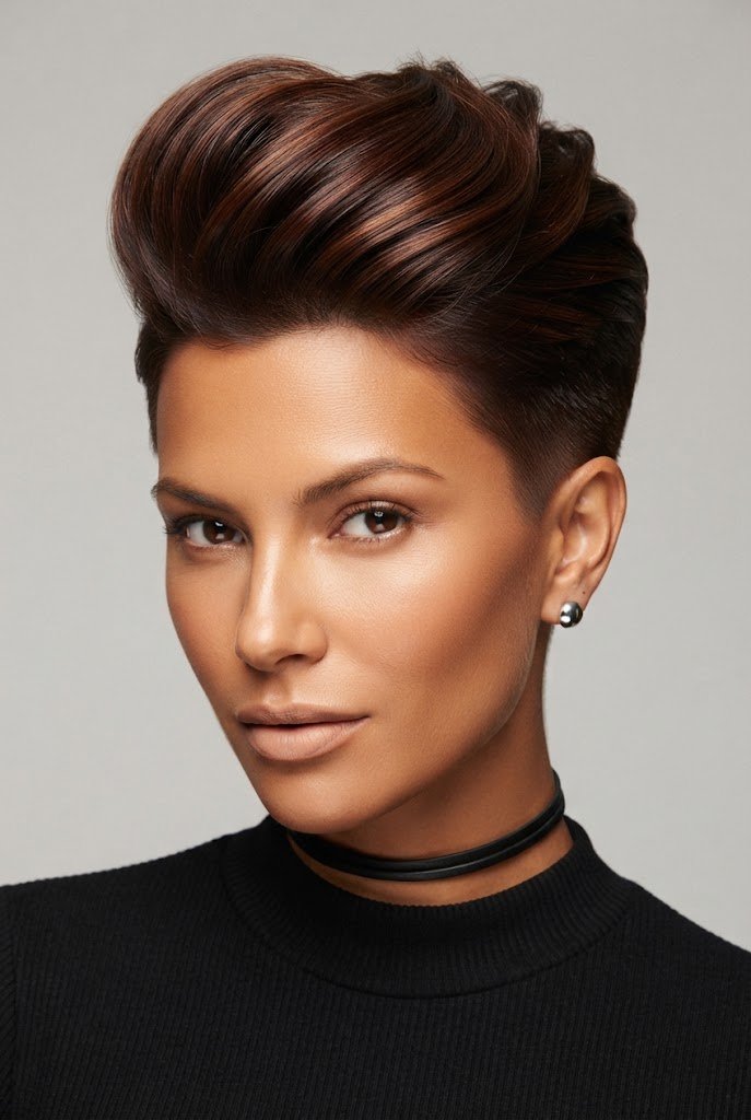 Polished Chestnut Quiff — beach hairstyles for short hair style outfit