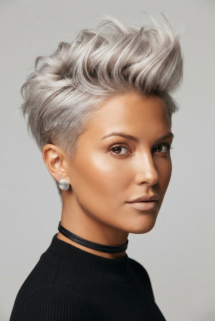 Platinum Messy Quiff — beach hairstyles for short hair style outfit