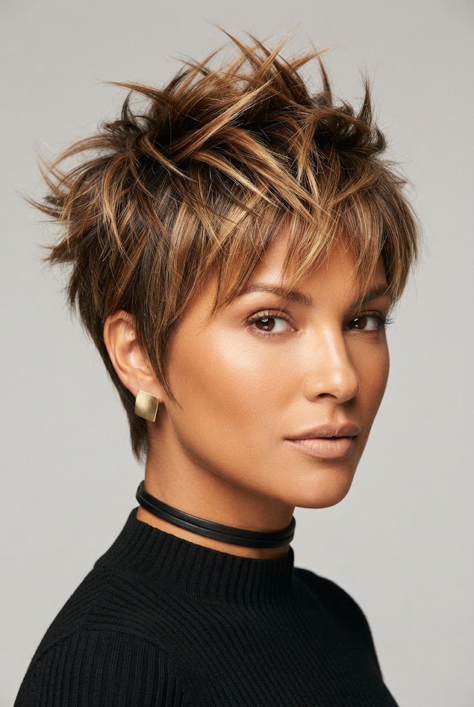 Textured Caramel Spikes — beach hairstyles for short hair style outfit