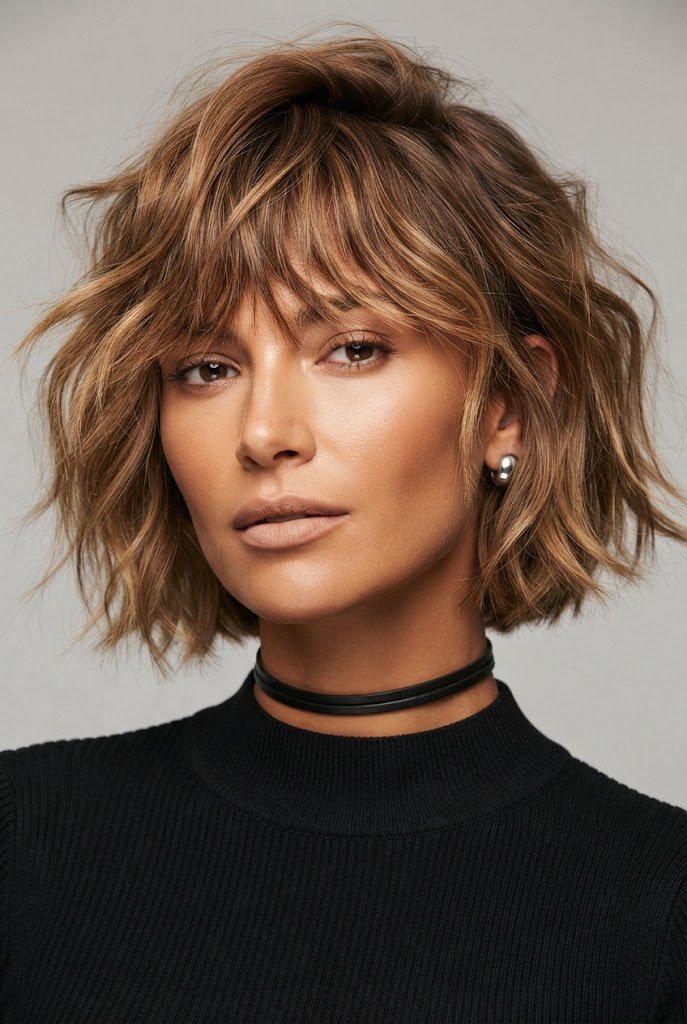 Tousled Beach Waves Bob — beach hairstyles for short hair style outfit