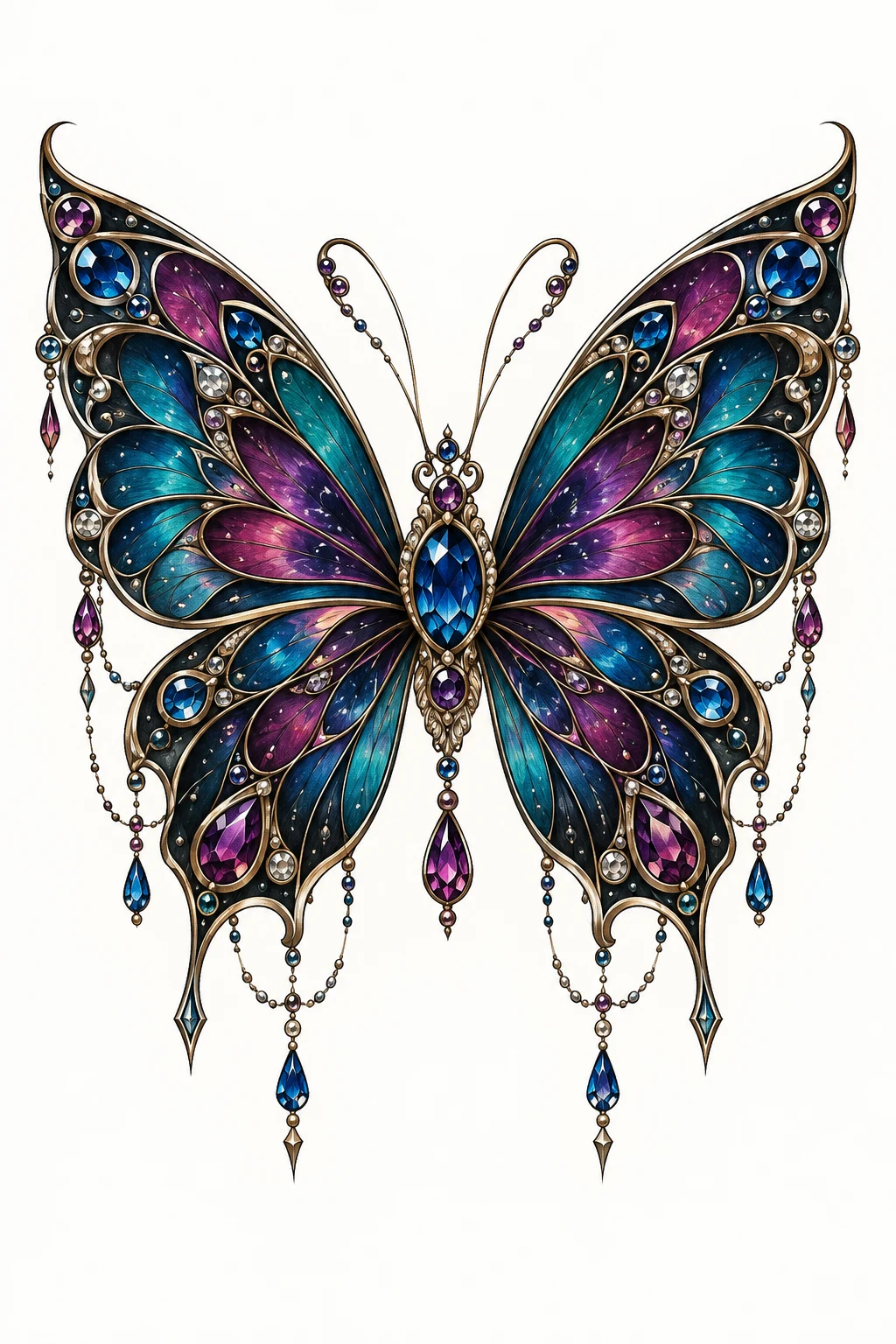 Jewel-Toned Butterfly With Gem Details — big butterfly tattoo style outfit