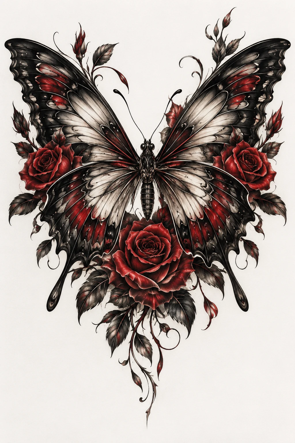 Butterfly and Rose Fusion — big butterfly tattoo style outfit