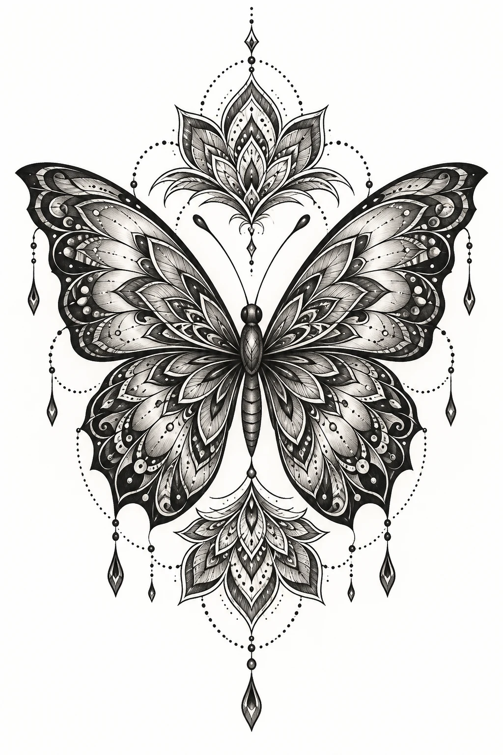 Ornamental Mandala Butterfly — big butterfly tattoo style outfit
