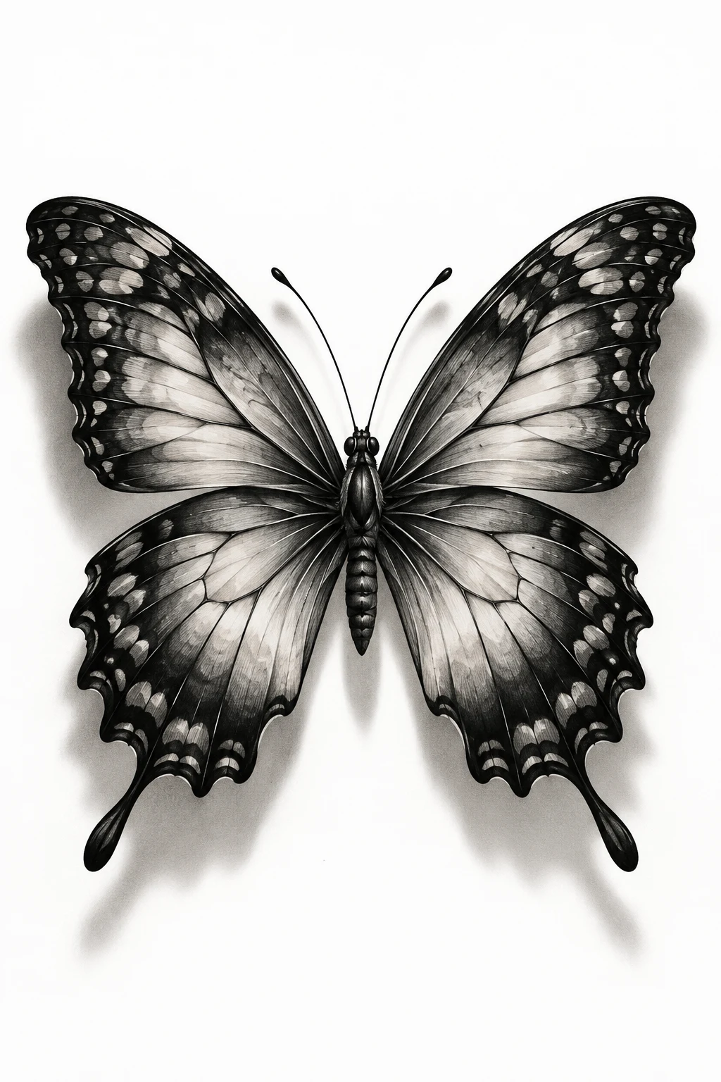 Realistic Butterfly With Shadow — big butterfly tattoo style outfit