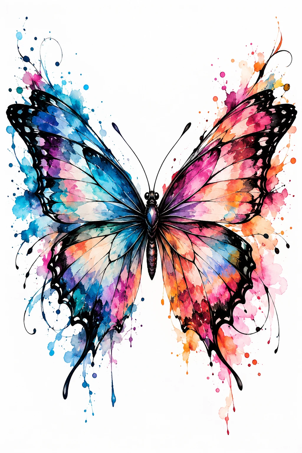 Watercolor Butterfly Explosion — big butterfly tattoo style outfit