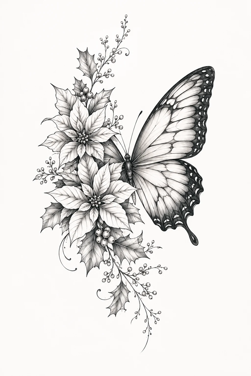 December Birth Flower Butterfly Tattoo — birth flower butterfly tattoo style outfit
