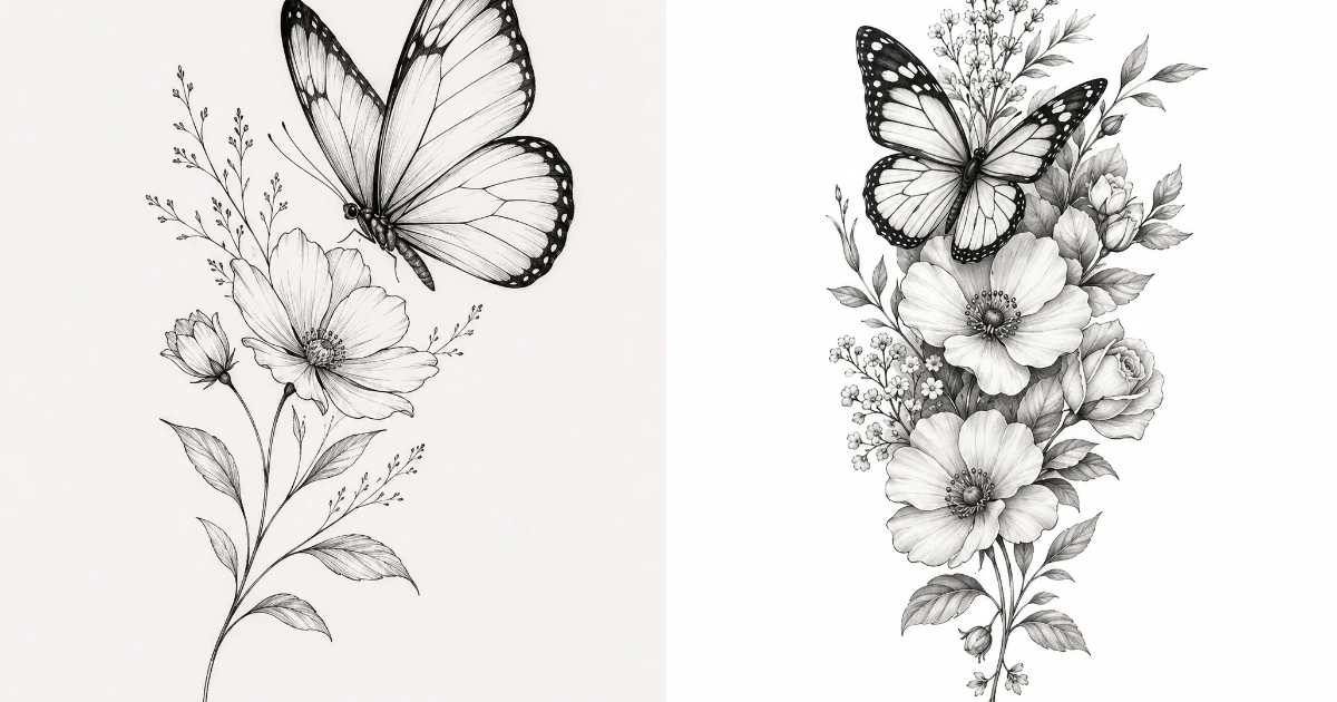Birth flower butterfly tattoo: 11 Chic Tattoo Ideas birth flower butterfly tattoo