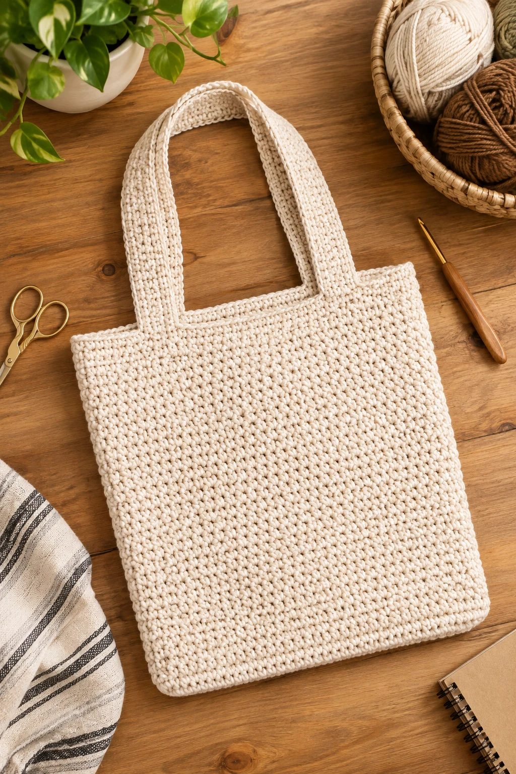 Classic Cotton Book Tote — book bag crochet style outfit
