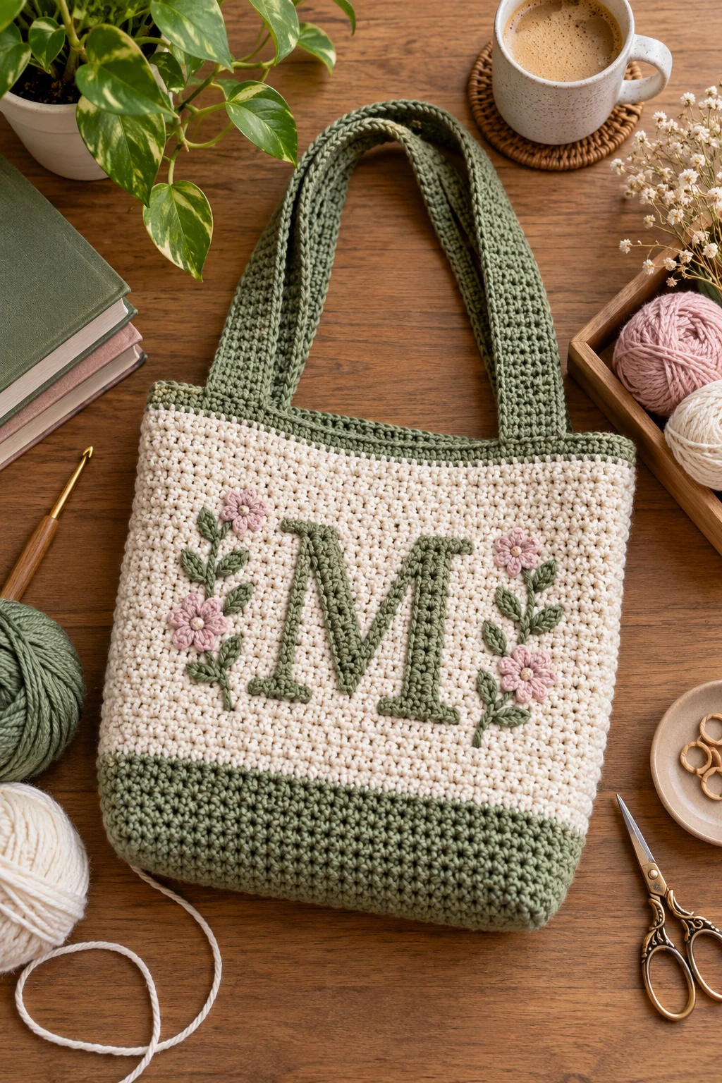 Personalized Monogram Reading Bag — book bag crochet style outfit