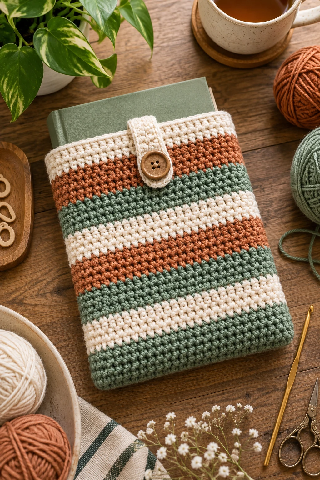 Striped Book Sleeve Bag — book bag crochet style outfit