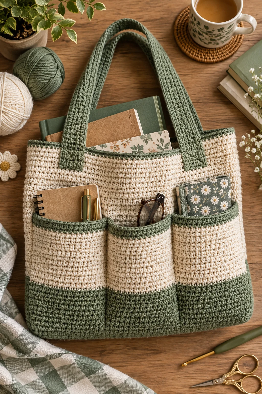 Pocketed Book Bag Crochet — book bag crochet style outfit