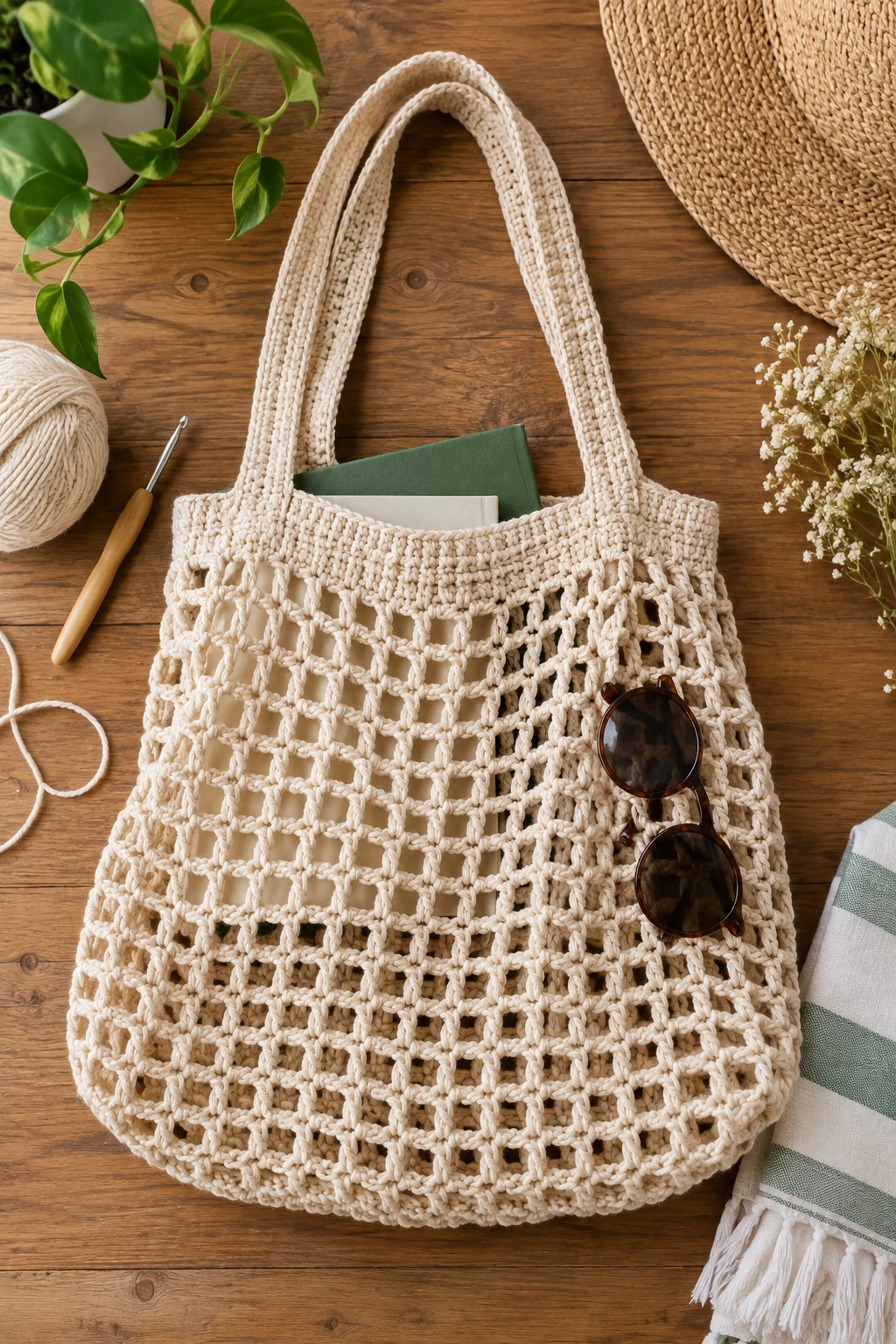 Mesh Summer Book Tote — book bag crochet style outfit