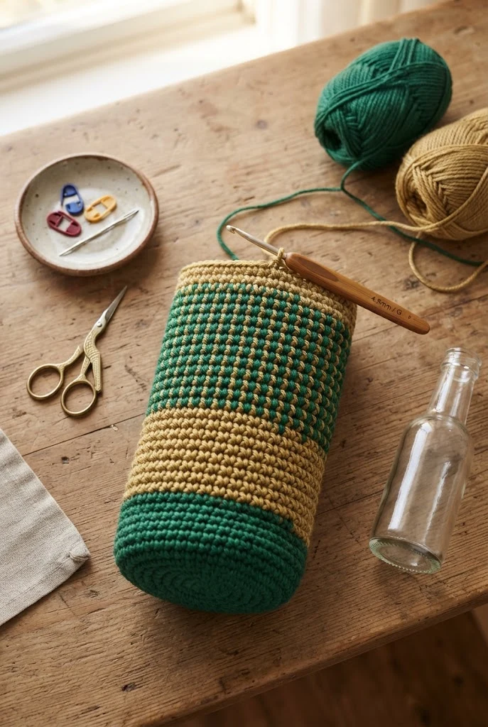 Two-Tone Wine Bottle Gift Tote — bottle bag crochet style outfit