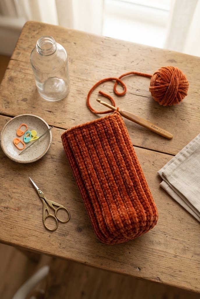 Chunky Corduroy-Style Water Bottle Bag — bottle bag crochet style outfit