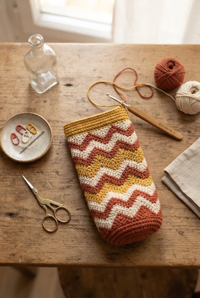 Geometric Chevron Wine Sling — bottle bag crochet style outfit
